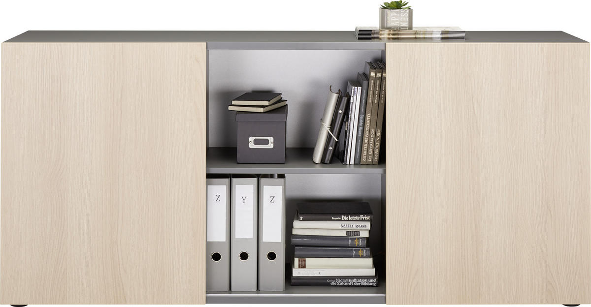 SIDEBOARD  in 160/74,8/42 cm  - Eichefarben/Graphitfarben, KONVENTIONELL, Holzwerkstoff (160/74,8/42cm) - Venda