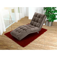 Șezlong in textil taupe  - culoare crom/taupe, Modern, metal/textil (68/88/164cm) - Cantus