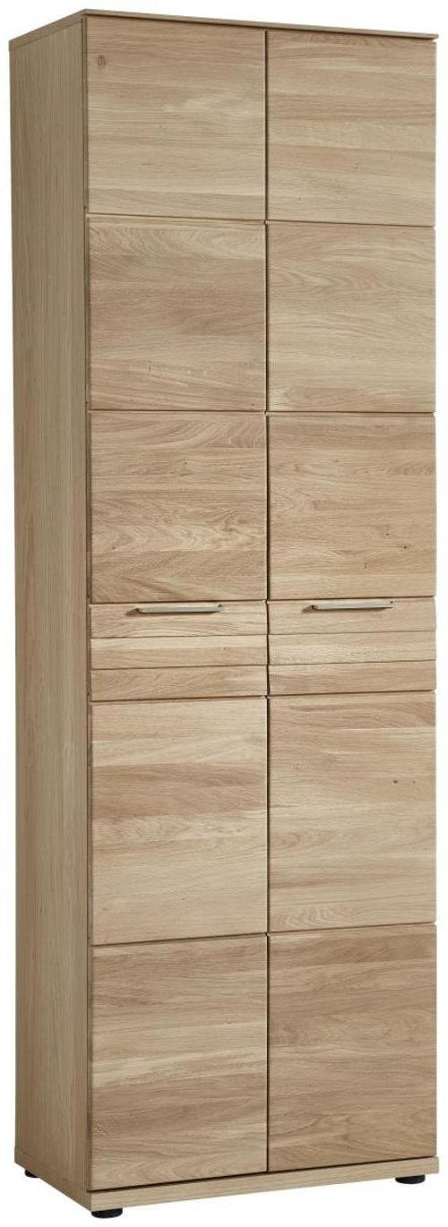 GARDEROBENSCHRANK Wildeiche furniert, massiv Eichefarben - Edelstahlfarben/Eichefarben, Natur, Holzwerkstoff/Metall (65/200/40cm)