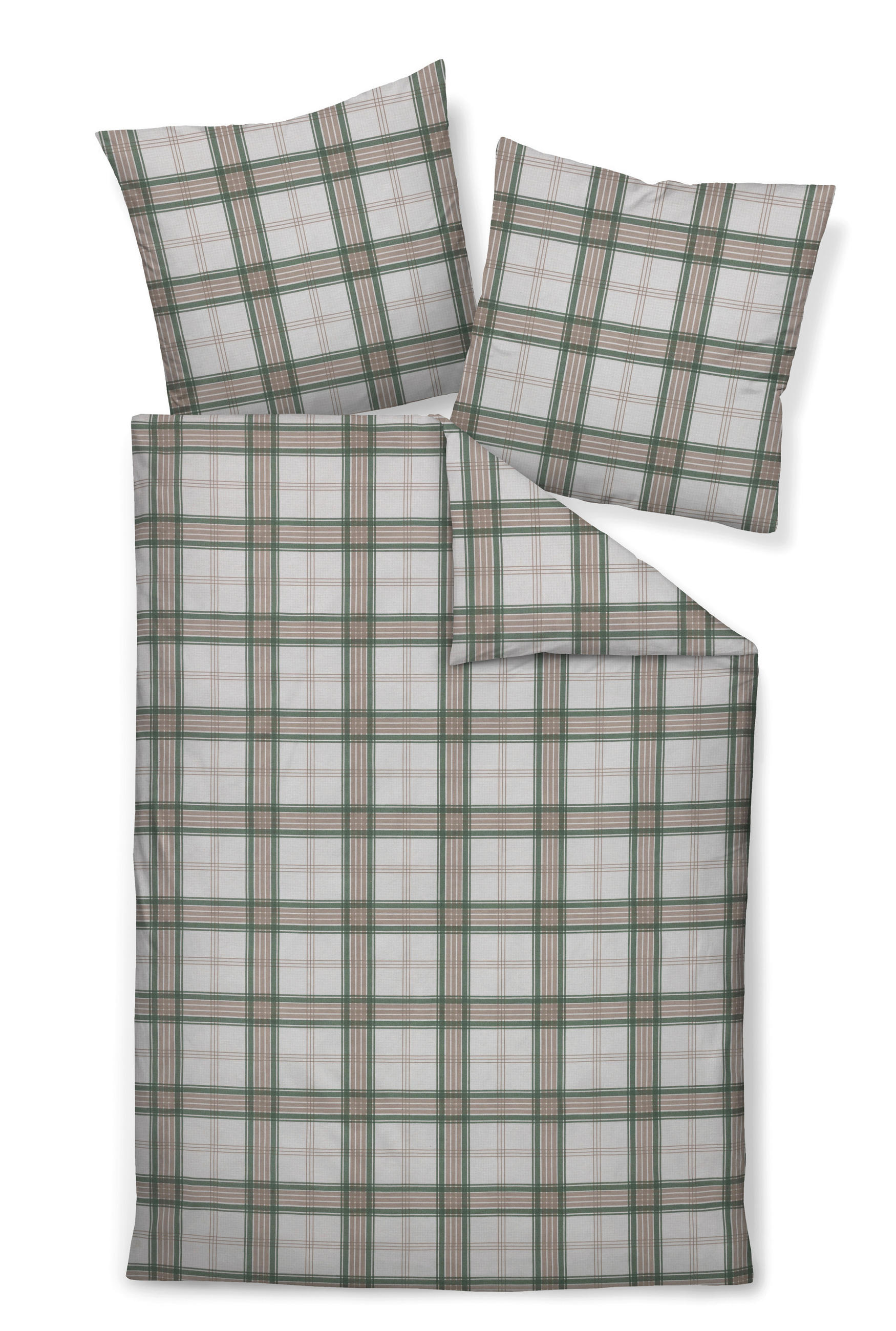 BETTWÄSCHE 2-teilig Biber 135/200 cm  - Grün, Design, Textil (135/200cm) - Janine