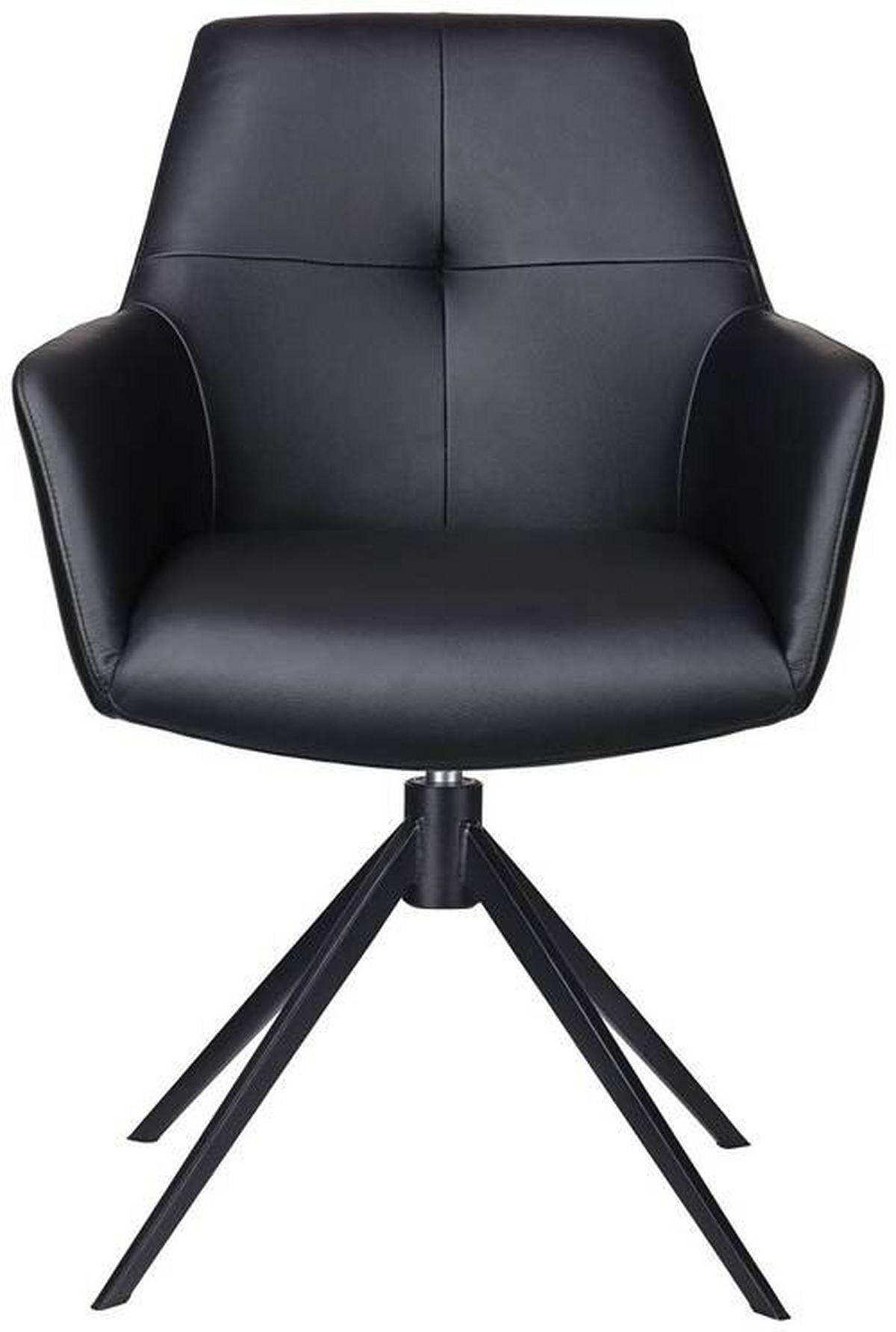 STOL MED ARMSTÖD järn äkta läder pigmenterad  - svart, Klassisk, metall/läder (59,5/87,5/63cm) - Novel