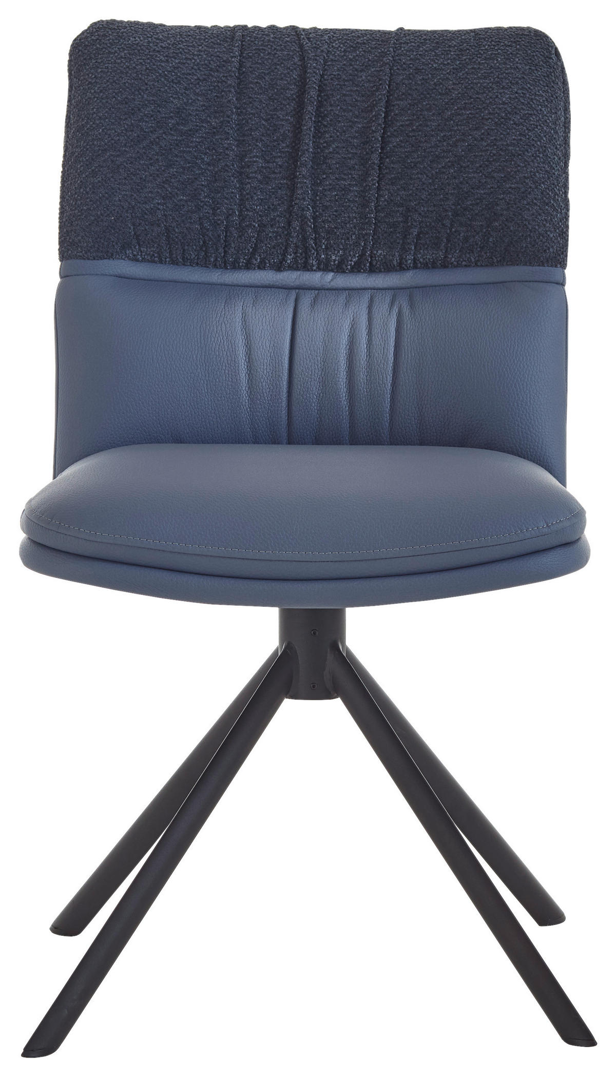 STUHL  Beinauswahl, Stoffauswahl, Sitzfläche 360° drehbar, automatische Rückholfunktion Chenille, Mikrofaser  - Blau/Schwarz, Design, Textil/Metall (49/86/63cm) - Valdera