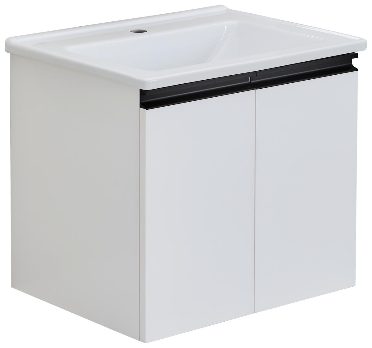 BADEZIMMER 3-teilig  in  - Weiß Hochglanz/Schwarz, MODERN, Glas/Keramik (60/119/46cm) - MID.YOU