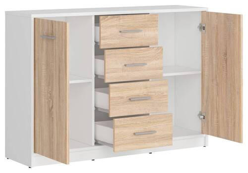 KOMMODE  in 118,5/84/34 cm  - Silberfarben/Schwarz, Design, Holzwerkstoff/Kunststoff (118,5/84/34cm)