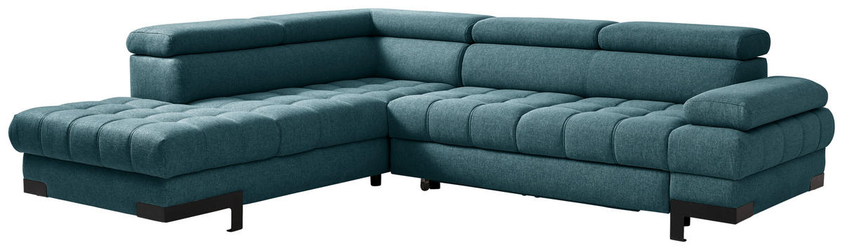 HÖRNSOFFA i vävt tyg petrol  - petrol/svart, Design, metall/textil (223/263cm) - Livetastic