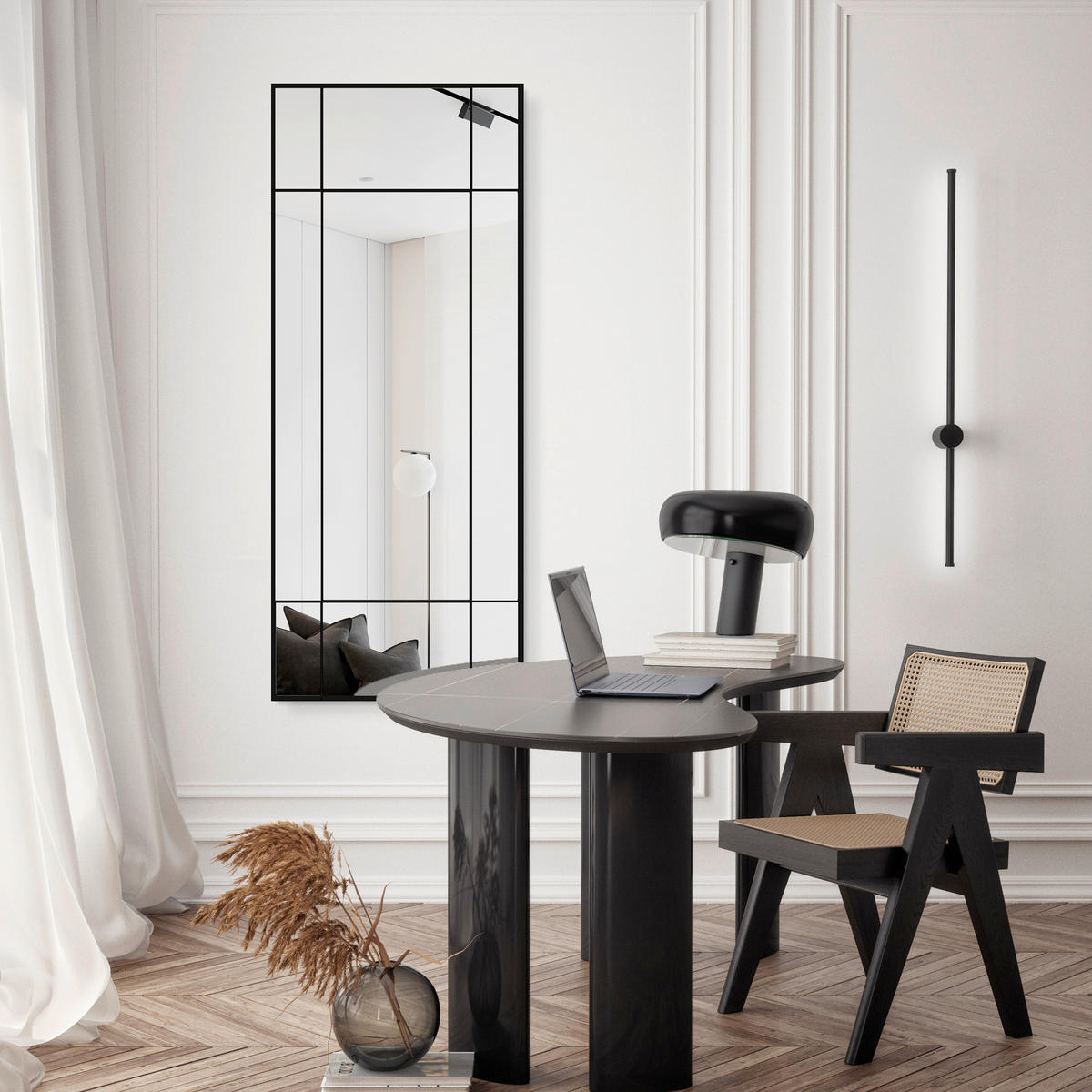 DEKOSPIEGEL  60/150 cm   in rechteckig  - Schwarz, Basics, Glas/Holz (60/150cm)