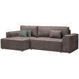 ECKSOFA in Plüsch Graubraun  - Graubraun/Blaugrau, Design, Kunststoff/Textil (152/288cm) - Xora