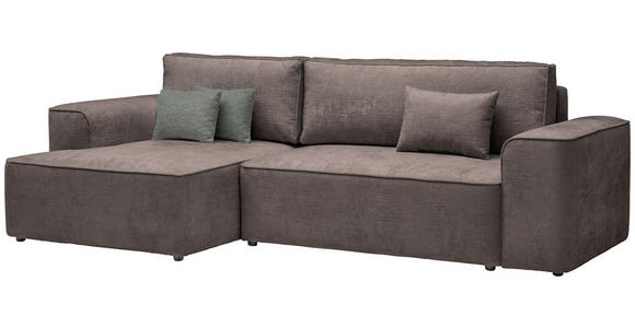 ECKSOFA in Plüsch Graubraun  - Graubraun/Blaugrau, Design, Kunststoff/Textil (152/288cm) - Xora