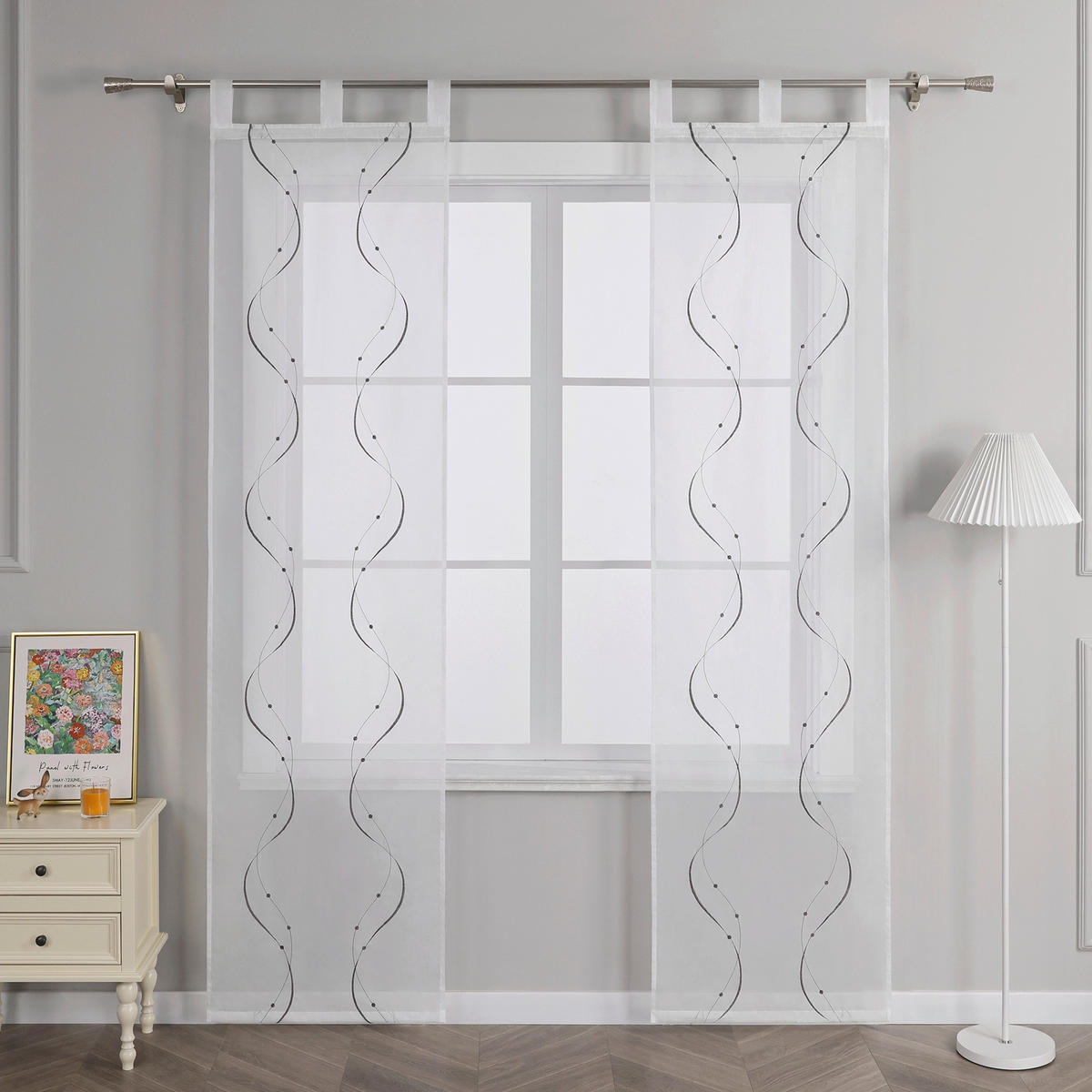 FLÄCHENVORHANG   transparent   57/225 cm  - Weiß Hochglanz, Basics, Textil (57/225cm)