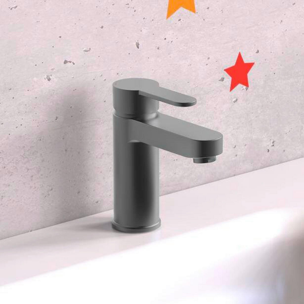 WASCHTISCHARMATUR 34212  - Graphitfarben, Basics, Metall (5,5/15,9/15,7cm) - Schütte