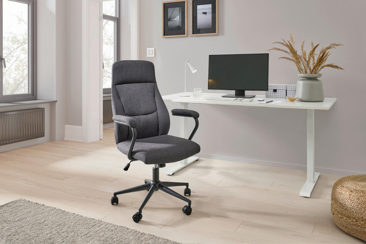 FŐNÖKI SZÉK  szövet antracit, fekete  - fekete/antracit, Modern, műanyag/textil (60/106-114/65cm) - MID.YOU