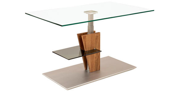 COUCHTISCH Wildeiche teilmassiv ESG, Parsolglas 100/60/47-65 cm rechteckig Grau, Edelstahlfarben, Wildeiche  - Wildeiche/Edelstahlfarben, MODERN, Glas/Holz (100/60/47-65cm) - Venda