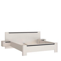 Set Pat Cu Noptiere, 276,5/94/215,1 cm, nisipiu - nisipiu, Basics, metal/material pe bază de lemn (276,5/94/215,1cm) - Hom`in