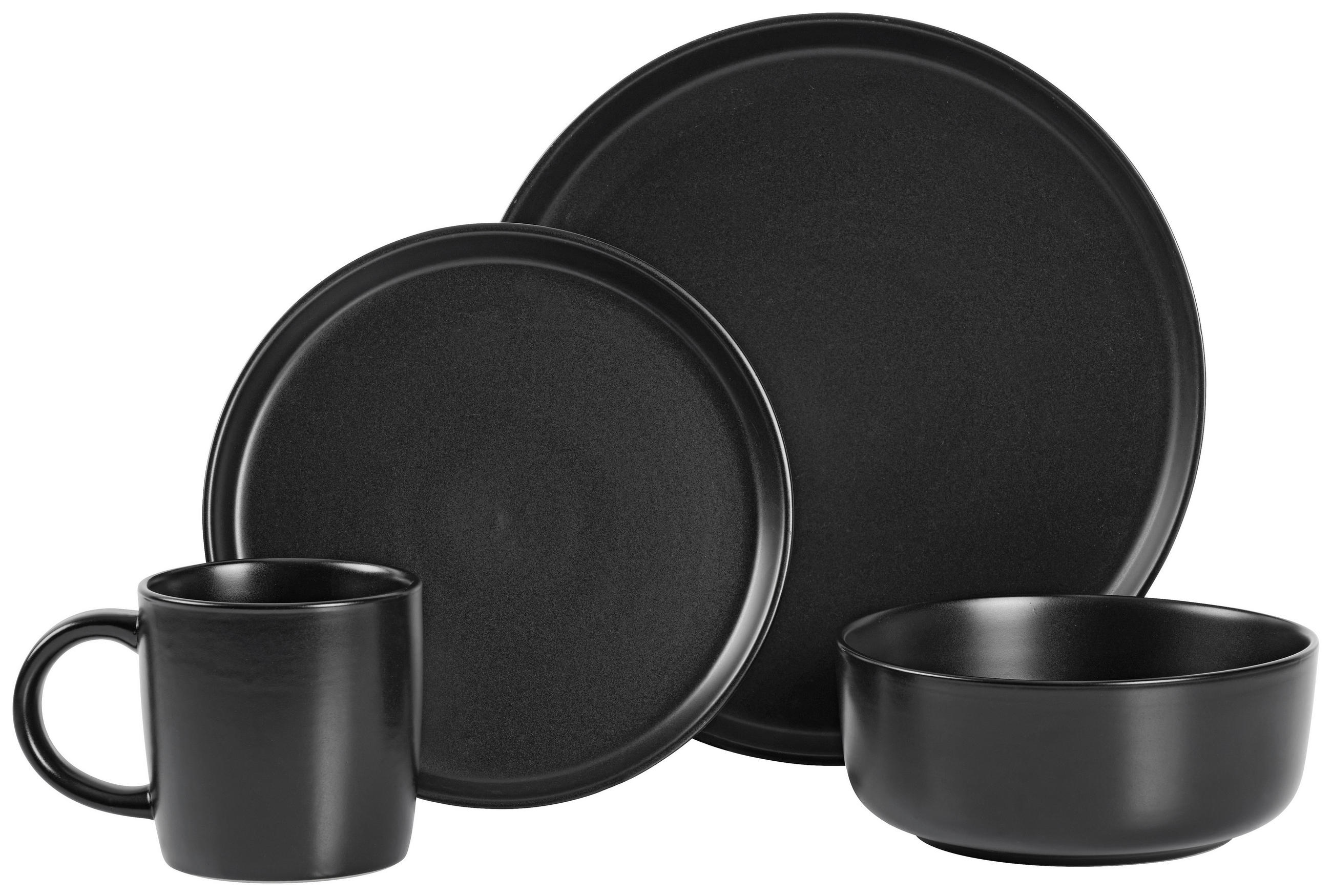 KOMBISERVICE Schwarz Salerno 16-teilig 4 Personen  - Schwarz, Trend, Keramik - Novel