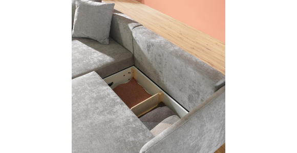 ECKSOFA Grau Chenille - Schwarz/Grau, LIFESTYLE, Textil/Metall (172/255cm) - Carryhome