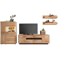 REGAL ZA DNEVNI BORAVAK boje hrasta   - boje hrasta/crna, Design, staklo/drvni materijal (340/167/50cm) - Livetastic
