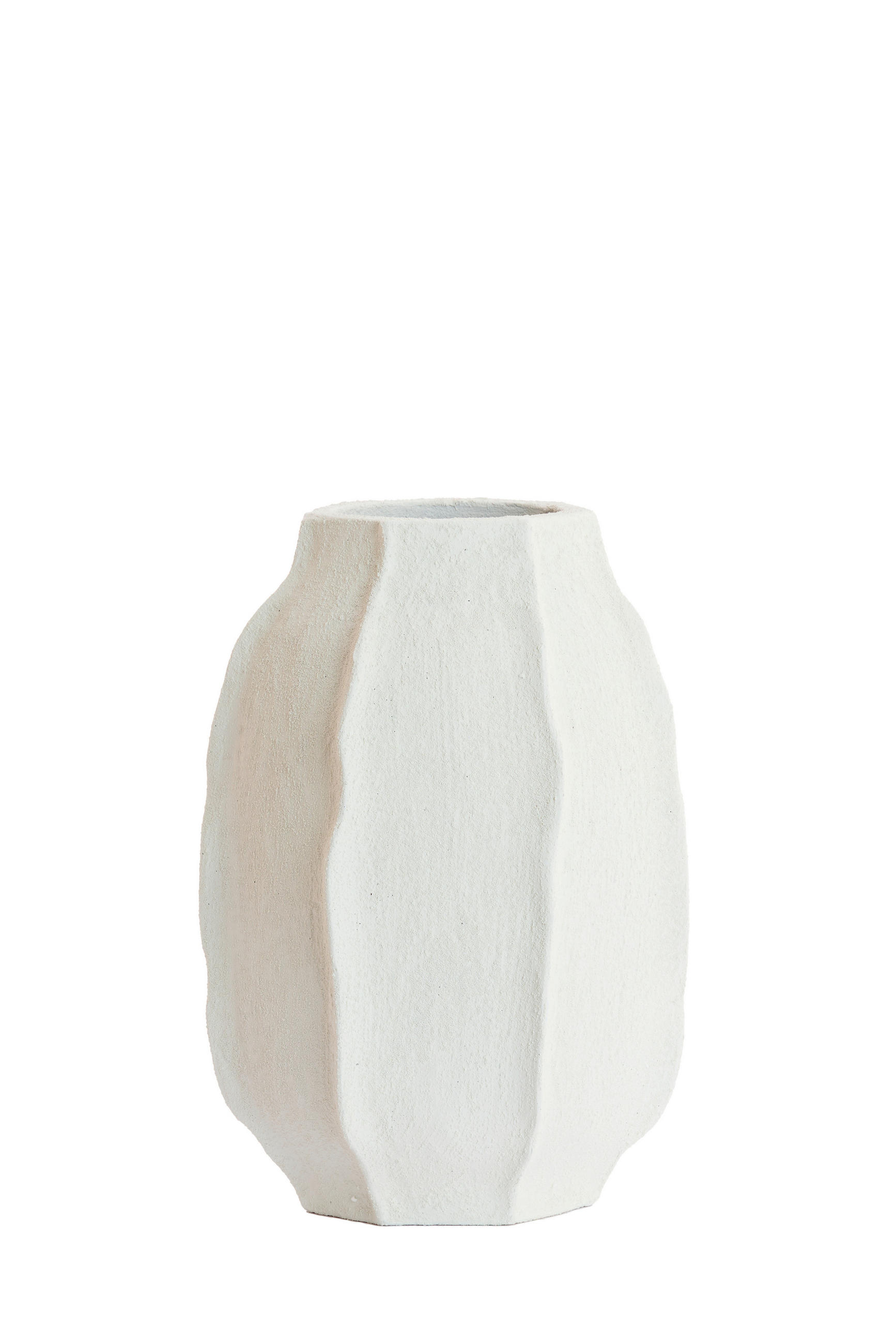 DEKOVASE  - Weiß, Basics, Stein (29/29/42cm) - Light & Living