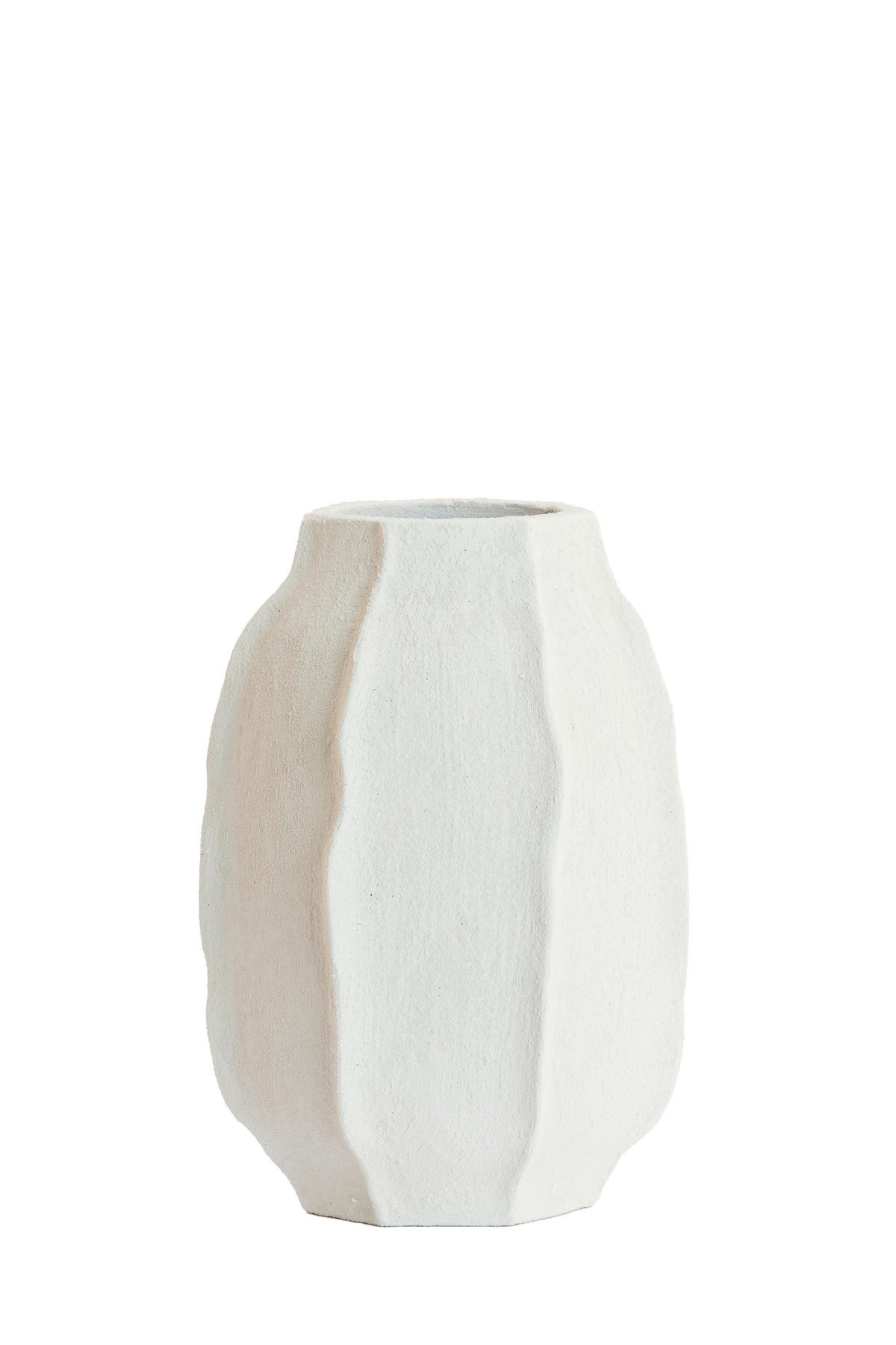 DEKOVASE  - Weiß, Basics, Stein (29/29/42cm) - Light & Living