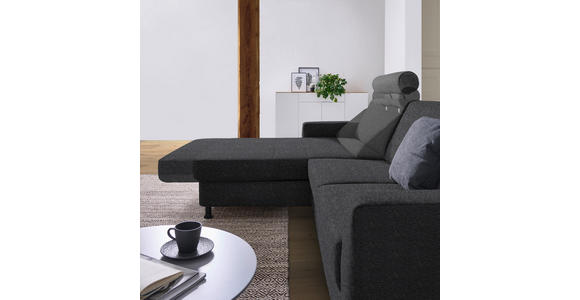 ECKSOFA in Webstoff Dunkelgrau  165/257 cm  - Dunkelgrau/Schwarz, Design, Kunststoff/Textil (165/257cm) - Xora