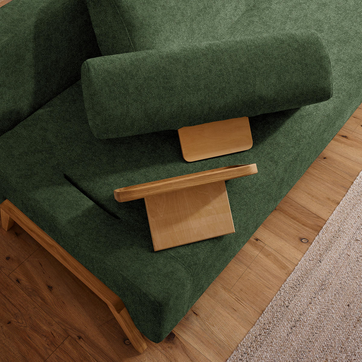 SCHLAFSOFA in Holz, Textil Olivgrün  - Naturfarben/Olivgrün, Design, Holz/Textil (211/88/102cm) - Niels Andersson