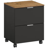 ROLLCONTAINER Graphitfarben, Eiche Artisan  - Alufarben/Graphitfarben, Trend, Holzwerkstoff/Kunststoff (40/52/42cm) - Stylife