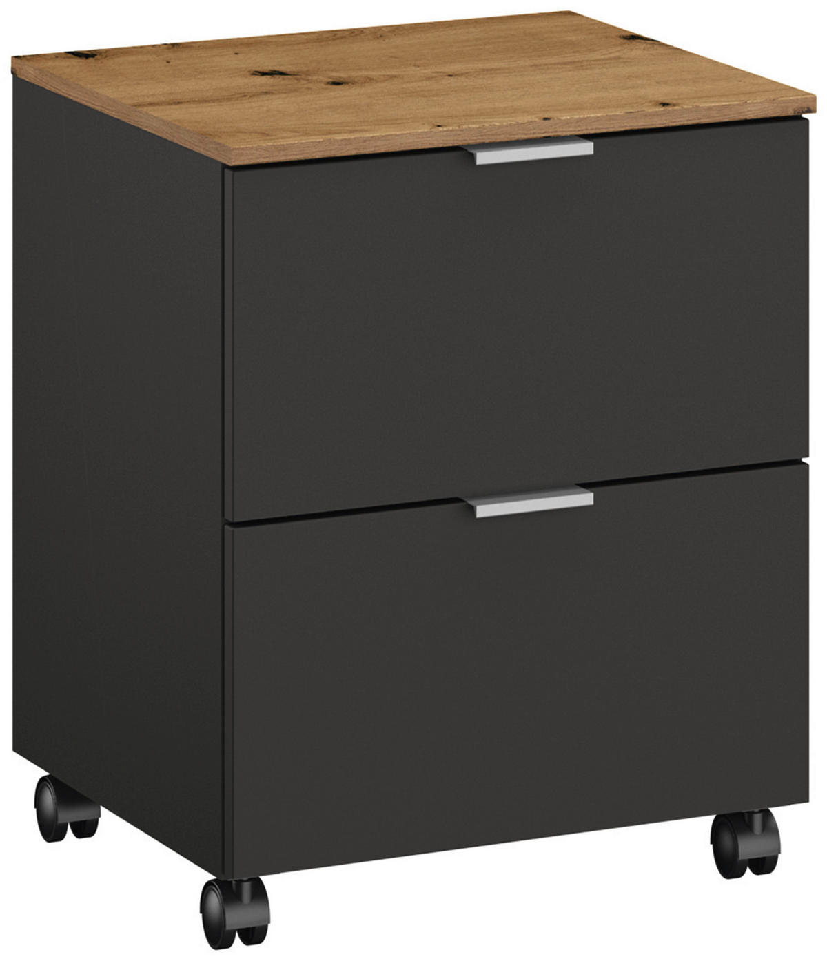ROLLCONTAINER Graphitfarben, Eiche Artisan  - Alufarben/Graphitfarben, Trend, Holzwerkstoff/Kunststoff (40/52/42cm) - Stylife
