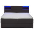 BOXSPRINGBETT 160/200 cm,  in Anthrazit, Matratze, Beleuchtung, Bettkasten, Topper, H3 = fest  - Anthrazit/Schwarz, Design, Holz/Textil (160/200cm) - Xora