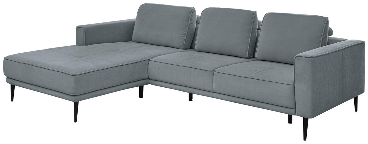 ECKSOFA Blaugrau Flachgewebe  - Blaugrau/Schwarz, KONVENTIONELL, Textil/Metall (193/279cm) - SetOne by Musterring