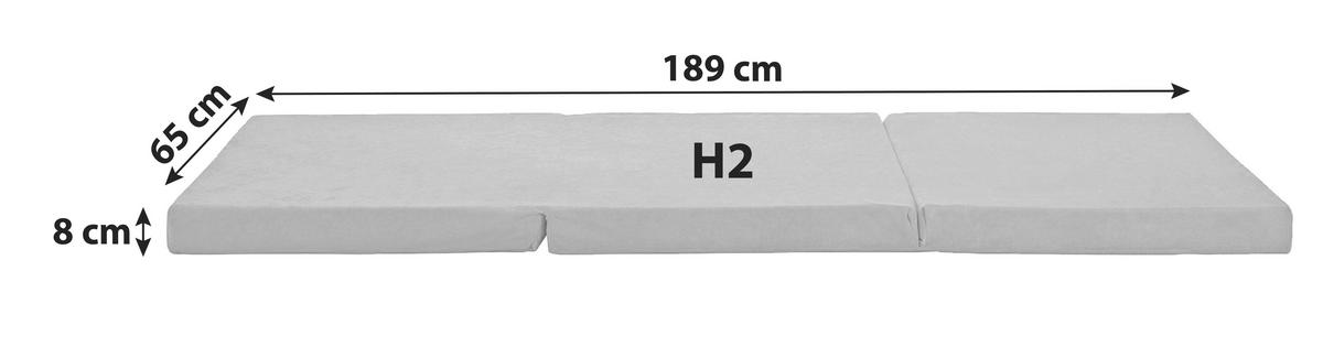 Faltmatratze Basic 189x65 cm Höhe ca.: 8 cm, H2 = mittel,  - Hellblau, KONVENTIONELL, Textil (189/65/8cm)