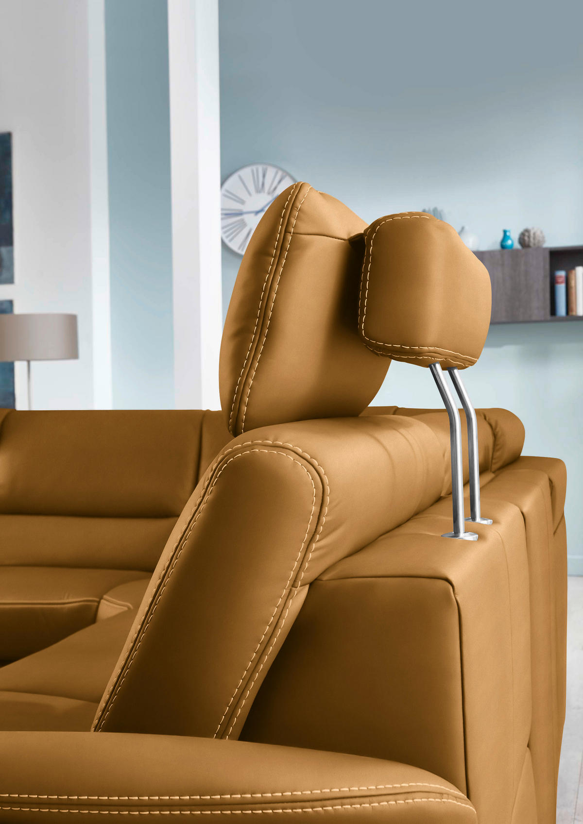 ECKSOFA in Echtleder Currygelb  249/288 cm  - Currygelb/Beige, Design, Leder/Metall (249/288cm) - Beldomo Premium