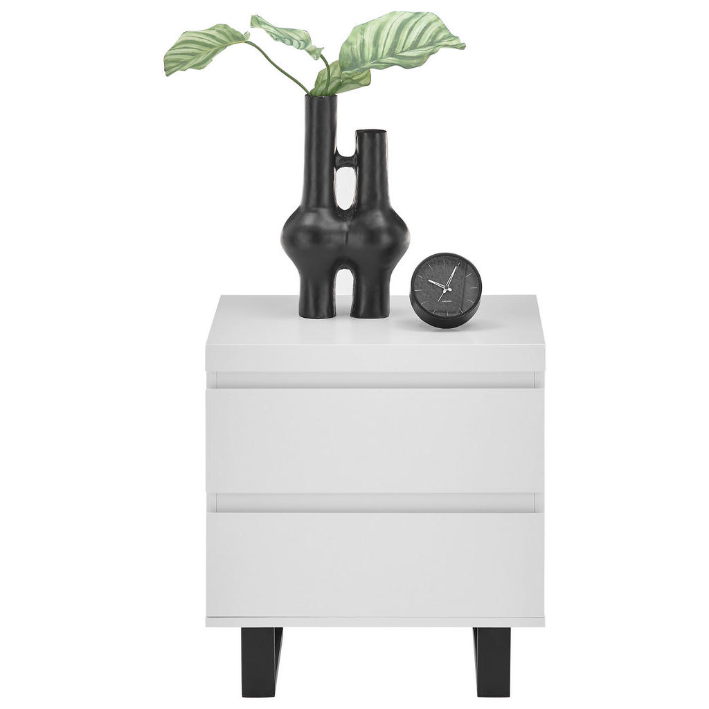 Thumbnail - Nachtschrank Austin, Schwarz, Weiß, Holzwerkstoff, 2 Schublade(n) Schubladen, 51x54x40 cm, Schlafzimmer, Nachttische
