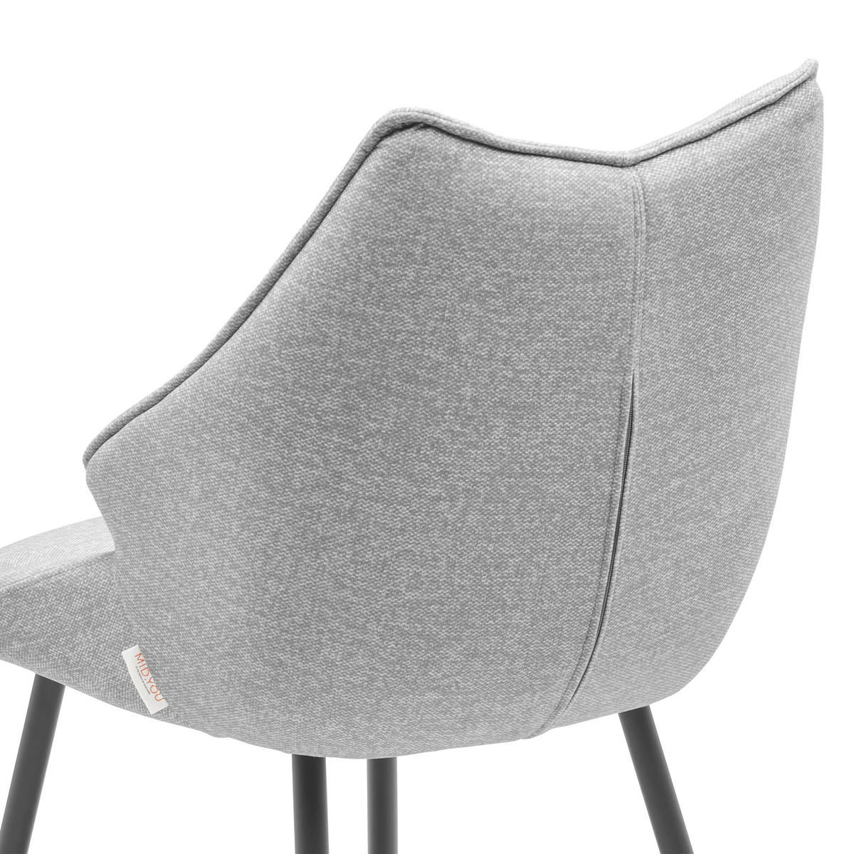 STUHL Samt Grau, Schwarz  - Schwarz/Grau, LIFESTYLE, Textil/Metall (55/87/61cm) - MID.YOU