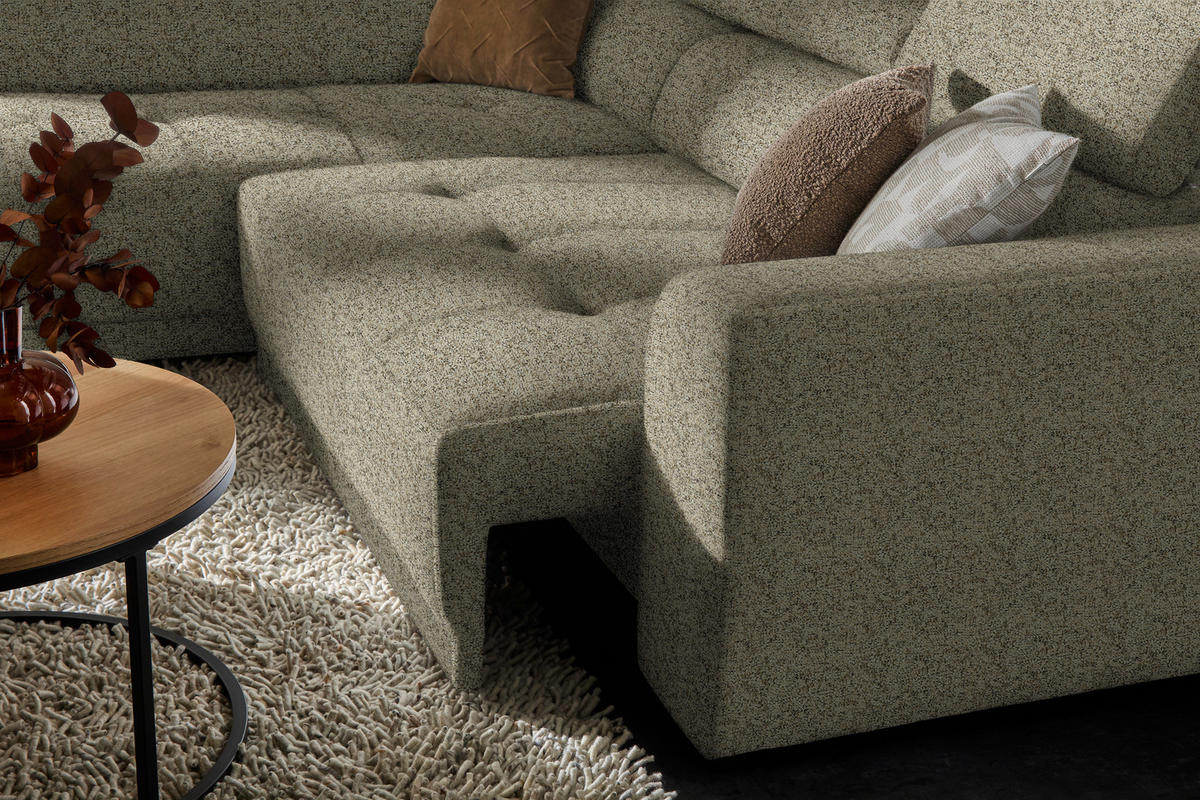 ECKSOFA in Struktur Hellbraun  205/284 cm  - Hellbraun/Schwarz, Design, Kunststoff/Textil (205/284cm) - Xora