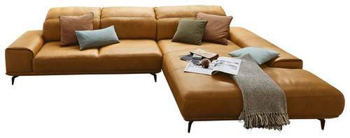ECKSOFA Gelb Echtleder - Gelb/Bronzefarben, Design, Leder/Metall (342/207cm) - Musterring