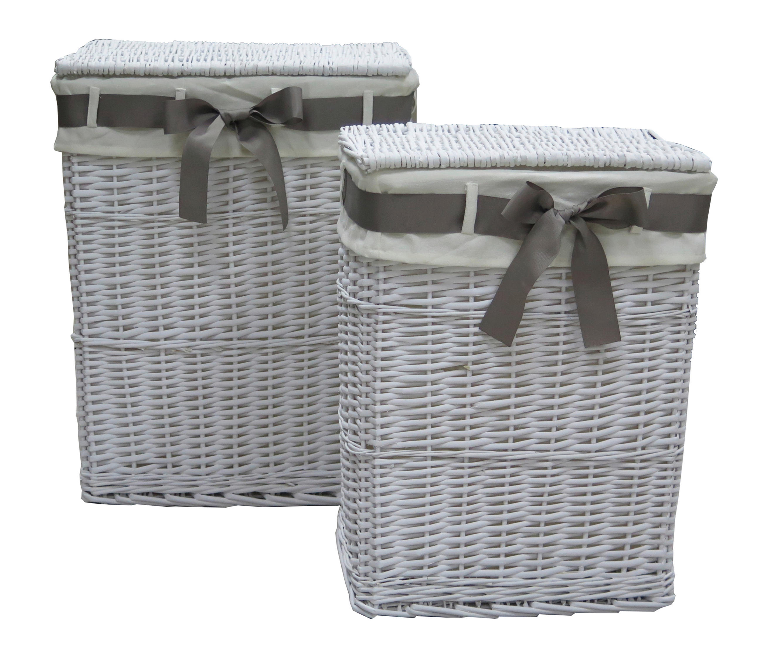 Coș De Rufe Tip Lighean - alb/gri, Basics, lemn/textil - Landscape