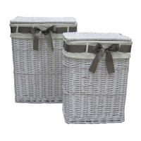 WÄSCHEKORB - Weiss/Grau, Basics, Holz/Textil - Landscape