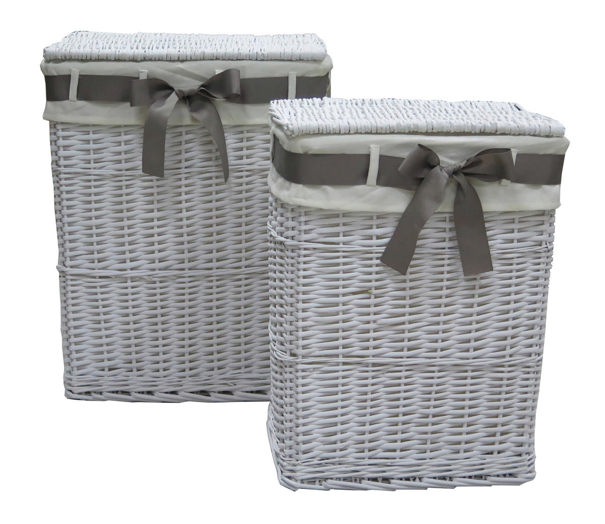 WÄSCHEKORB - Weiss/Grau, Basics, Holz/Textil - Landscape