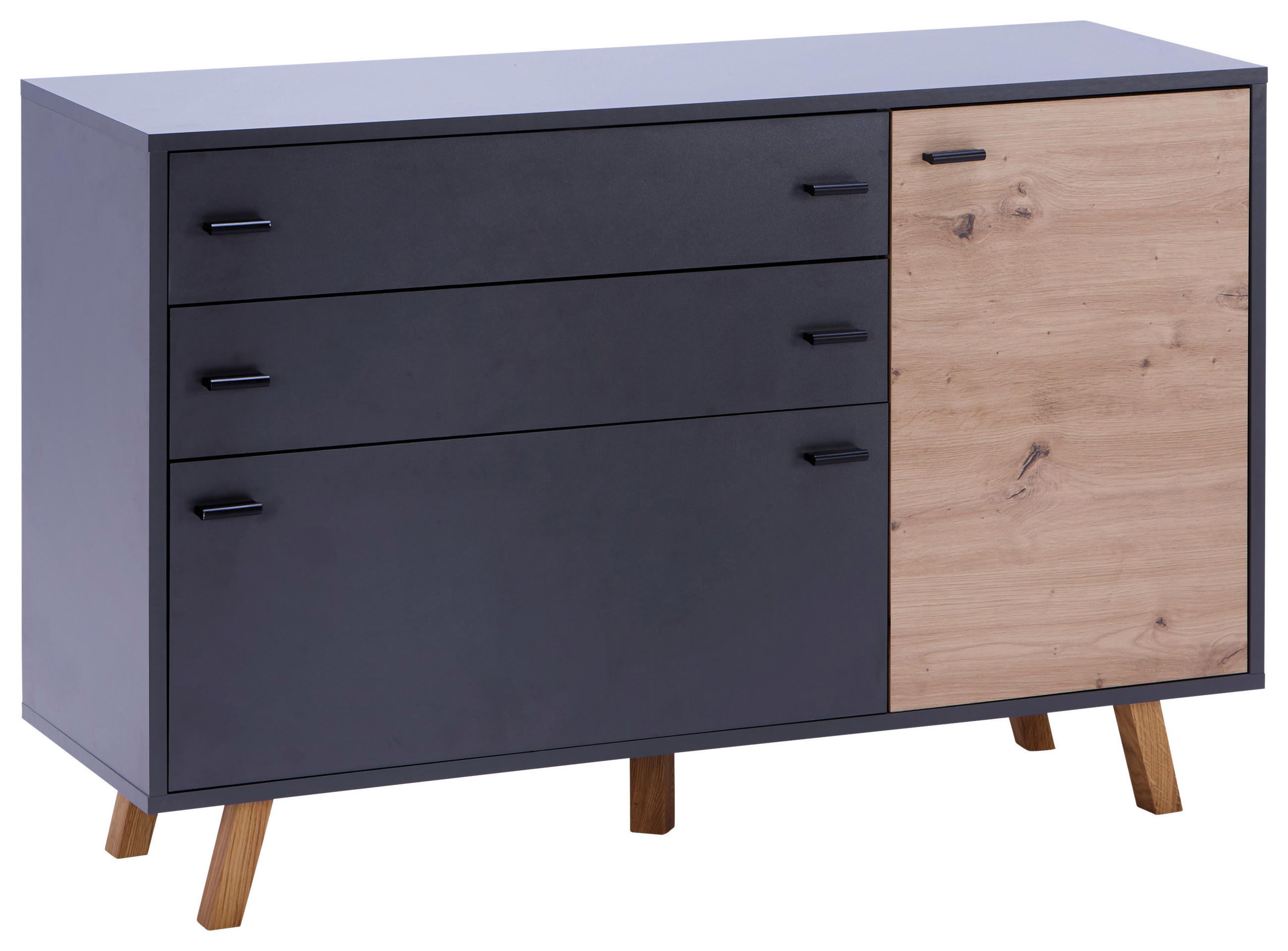 Kommode B: 126,1 cm Trend Anthrazit/ Eiche Artisan