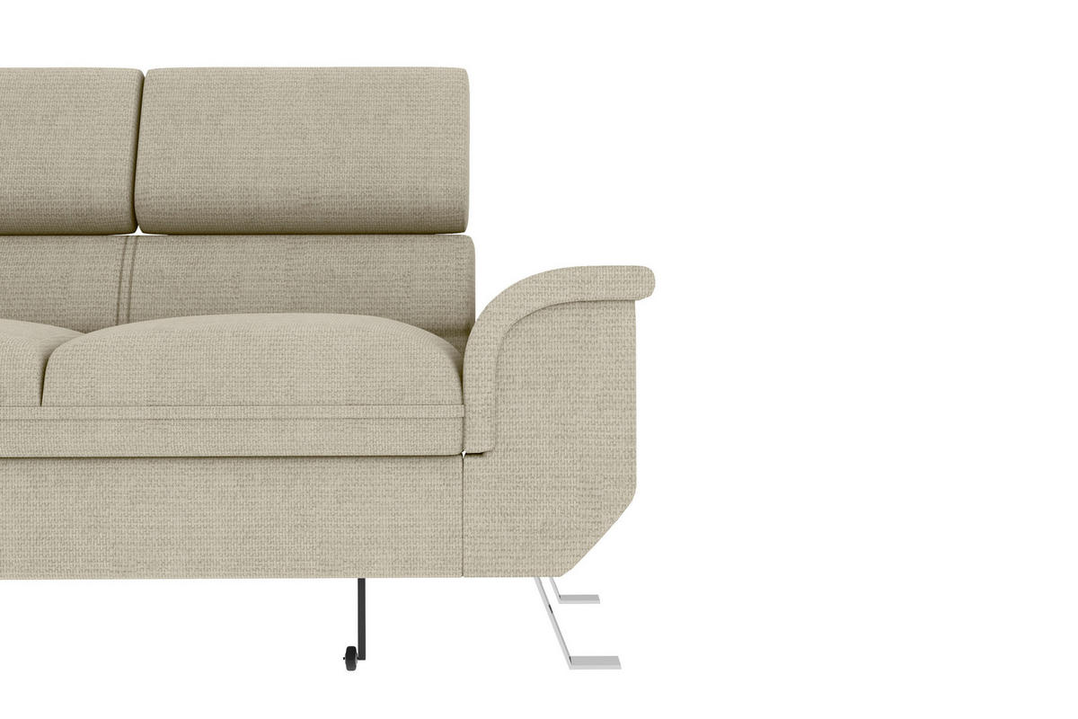 ECKSOFA in Struktur Creme  - Silberfarben/Creme, Konventionell, Textil/Metall (207/268cm) - MID.YOU