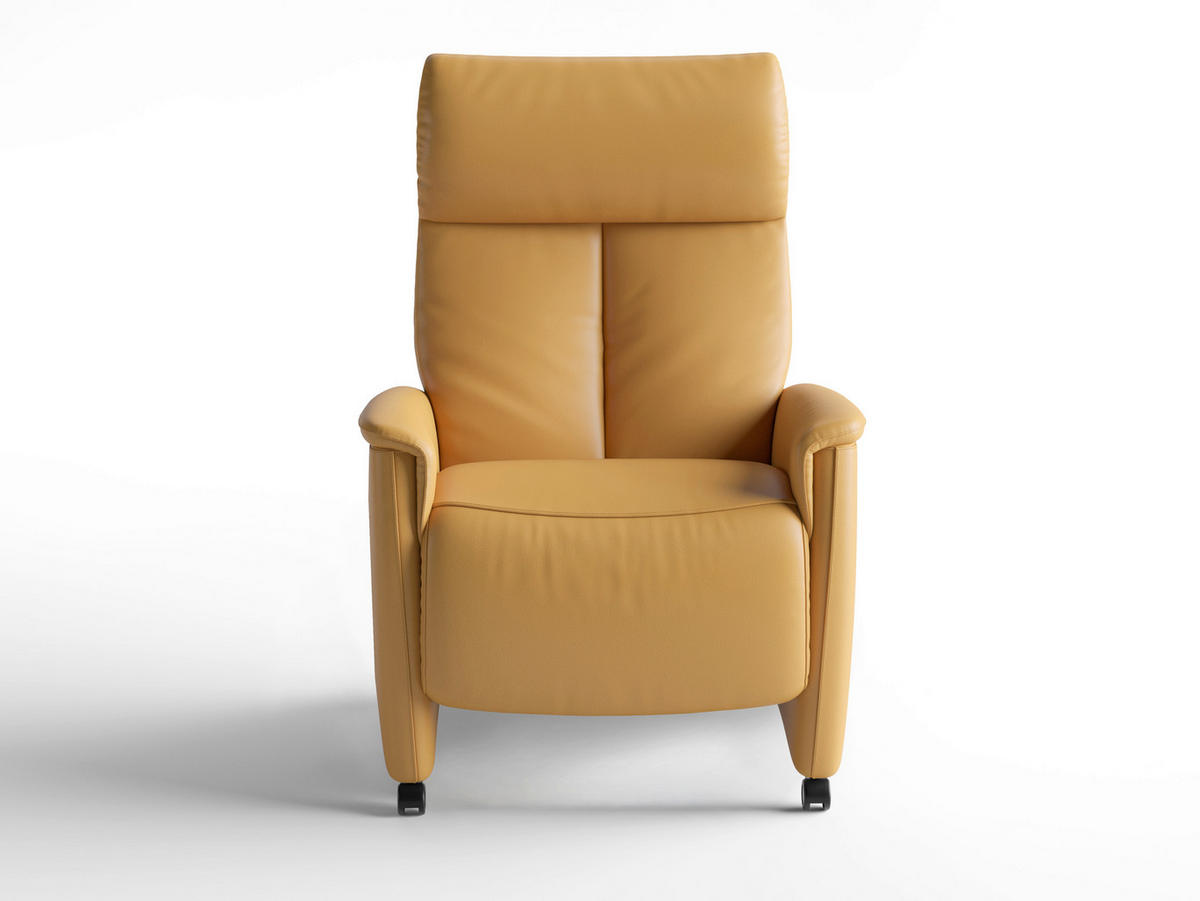 RELAXSESSEL in Leder Currygelb  - Currygelb/Schwarz, Basics, Leder/Kunststoff (76/114/84cm) - Sit & More