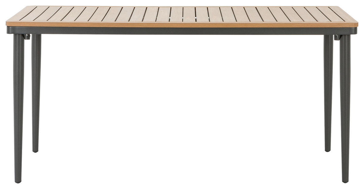 GARTENTISCH 140/69/66 cm Metall, Kunststoff Naturfarben, Schwarz rechteckig  - Schwarz/Naturfarben, Modern, Kunststoff/Metall (140/69/66cm) - Amatio