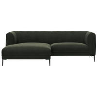 ECKSOFA Waldgrün Chenille, Webstoff, Flachgewebe  - Waldgrün/Schwarz, Design, Holz/Textil (149/211cm) - Livetastic