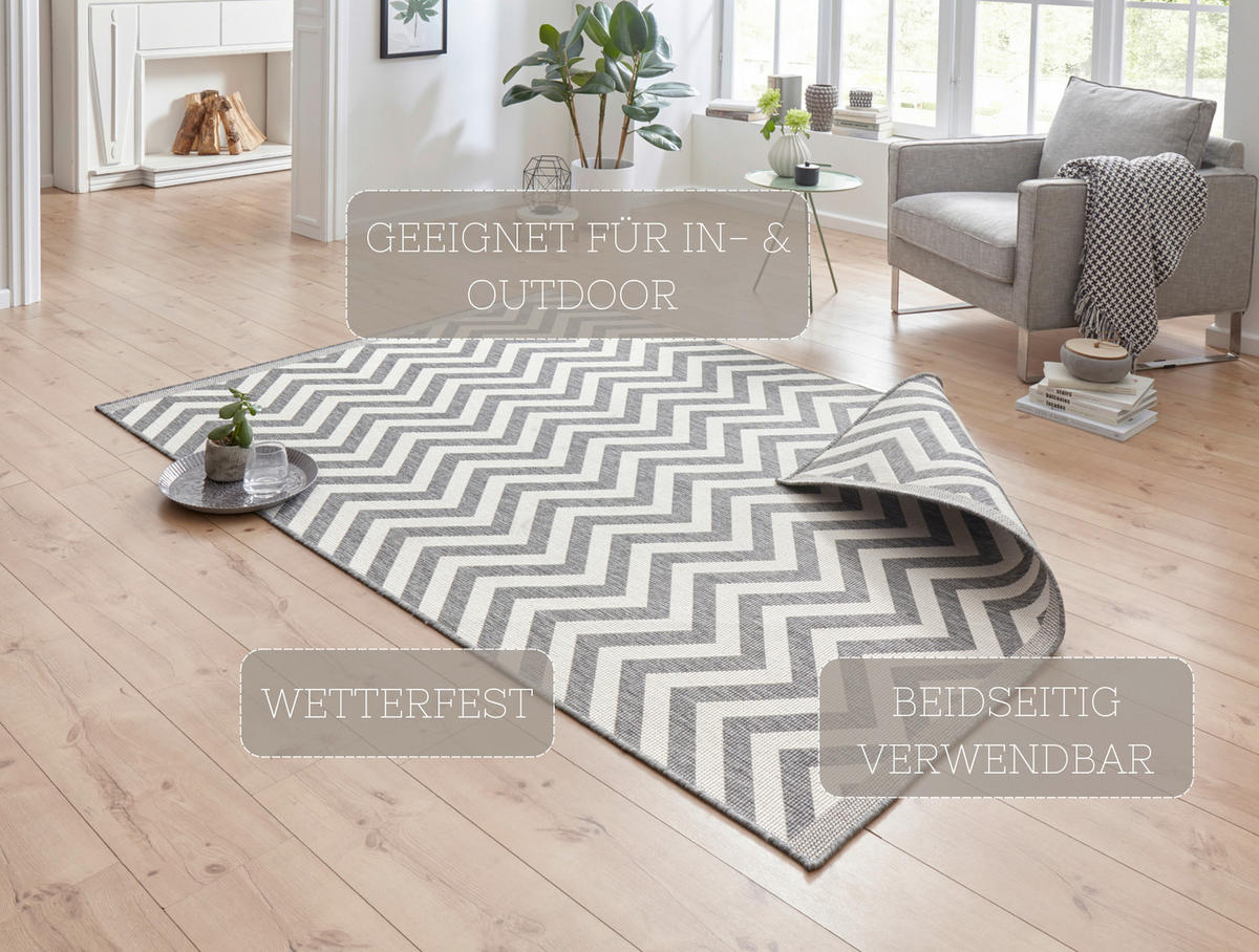 OUTDOORTEPPICH 80/150 cm Twin Supreme Grau, Creme  - Creme/Grau, Design, Kunststoff (80/150cm) - Hanse Home