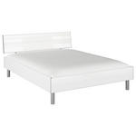 BETT 160/200 cm  in Weiß Hochglanz  - Weiß Hochglanz/Alufarben, Design, Holzwerkstoff/Metall (160/200cm) - Carryhome