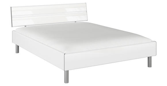 BETT 160/200 cm  in Weiß Hochglanz  - Weiß Hochglanz/Alufarben, Design, Holzwerkstoff/Metall (160/200cm) - Carryhome