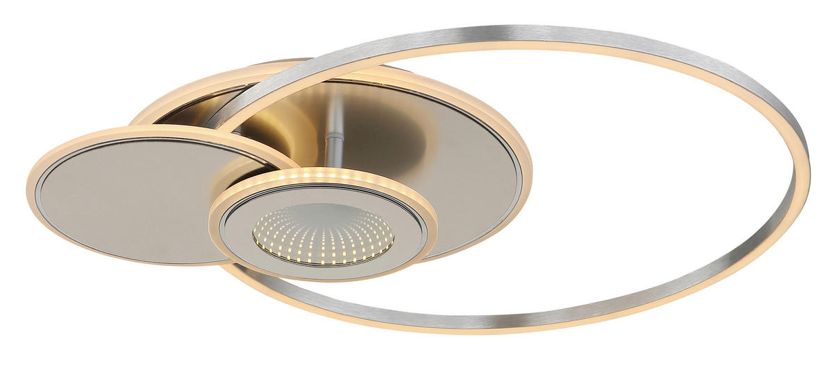 LED-DECKENLEUCHTE Beltran 56/45/7,5 cm  - Silberfarben/Opal, Design, Kunststoff/Metall (56/45/7,5cm) - Globo