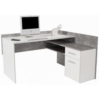 KOTNA PISALNA MIZA leseni material bela, temno siva  - temno siva/bela, Moderno, umetna masa/leseni material (141,6/80,5/124cm) - Carryhome