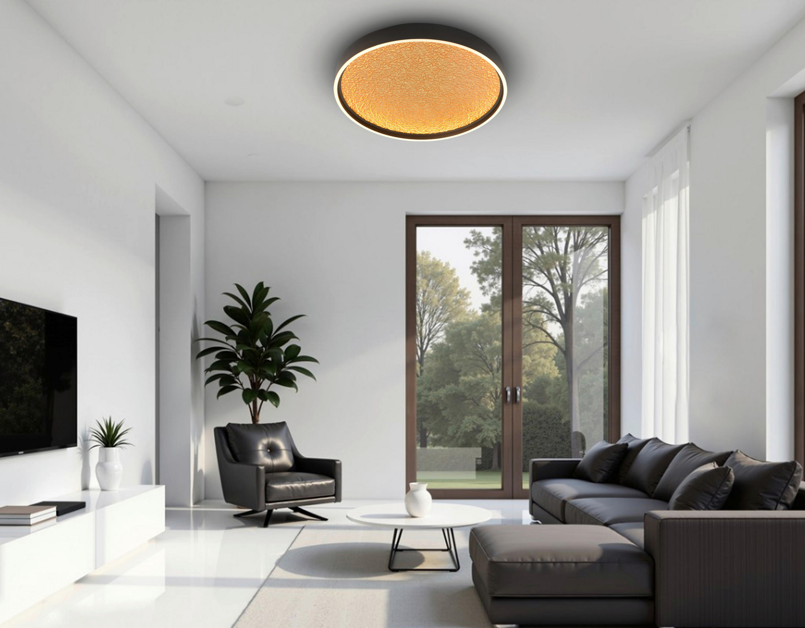 LED-DECKENLEUCHTE Bormes 60/6,5 cm   - Goldfarben/Schwarz, Design, Kunststoff/Metall (60/6,5cm)