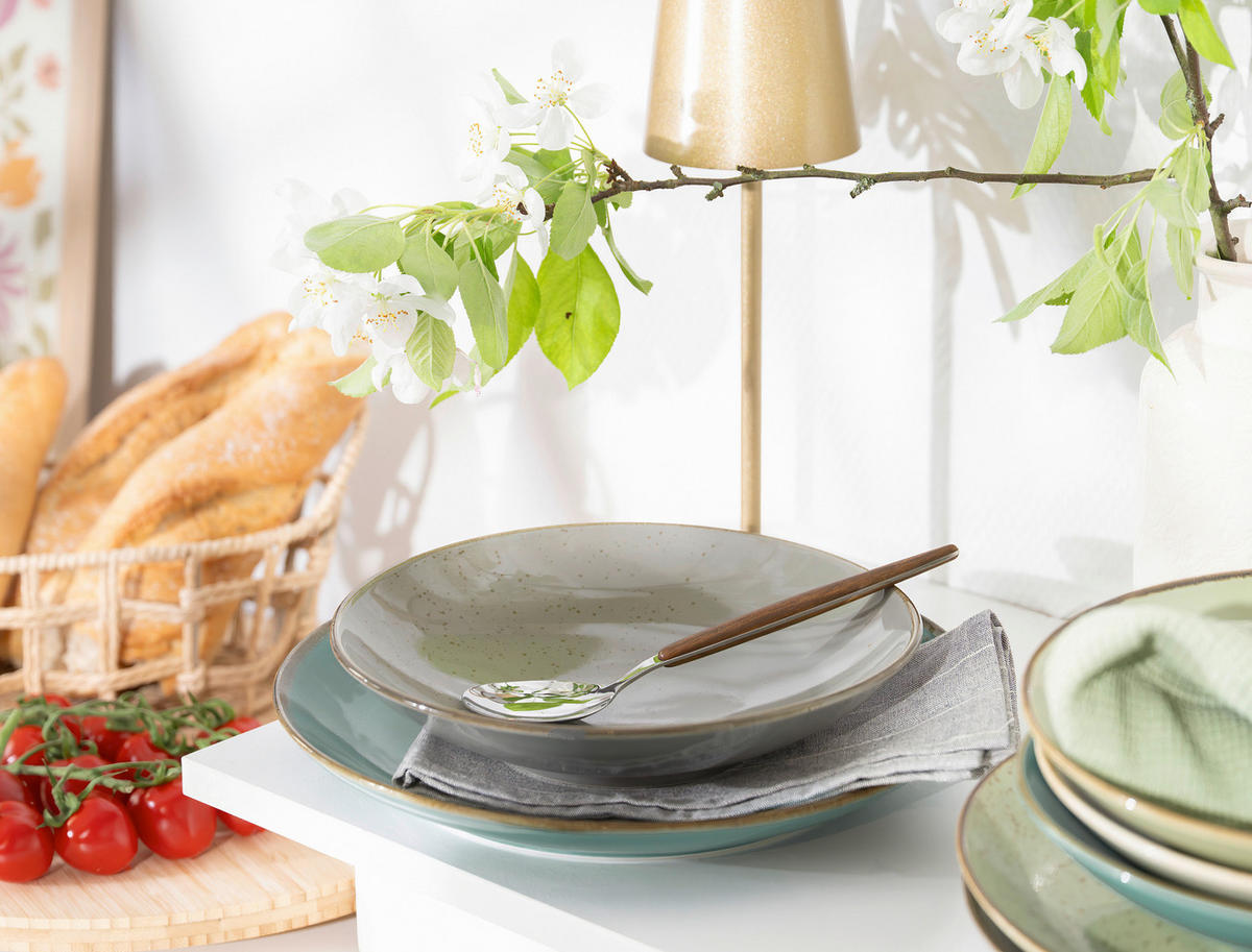 KOMBISERVICE Grün, Multicolor NATURE COLLECTION BUNT 12-teilig 4 Personen  - Multicolor/Grün, Basics, Keramik - Creatable