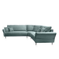 ECKSOFA Hellblau Cord  - Schwarz/Hellblau, Design, Textil/Metall (294/256cm) - Livetastic